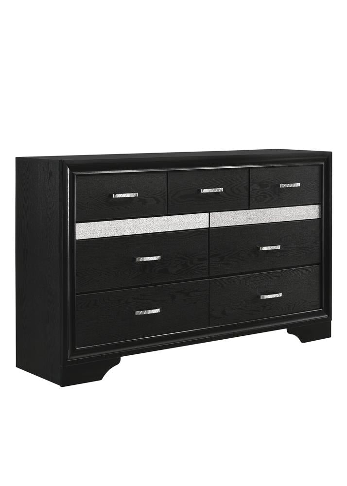 Miranda Black and Rhinestone 7-Drawer Dresser from Coaster - Luna Furniture