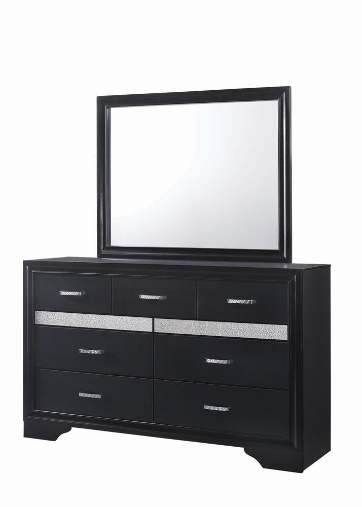 Miranda Black and Rhinestone 7-Drawer Dresser from Coaster - Luna Furniture