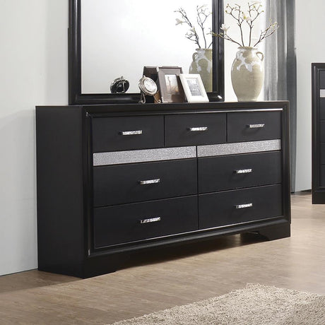 Miranda Black and Rhinestone 7-Drawer Dresser from Coaster - Luna Furniture