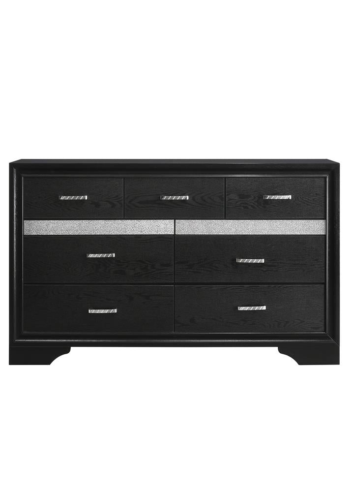Miranda Black and Rhinestone 7-Drawer Dresser from Coaster - Luna Furniture