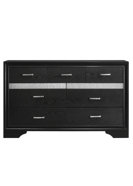 Miranda Black and Rhinestone 7-Drawer Dresser from Coaster - Luna Furniture