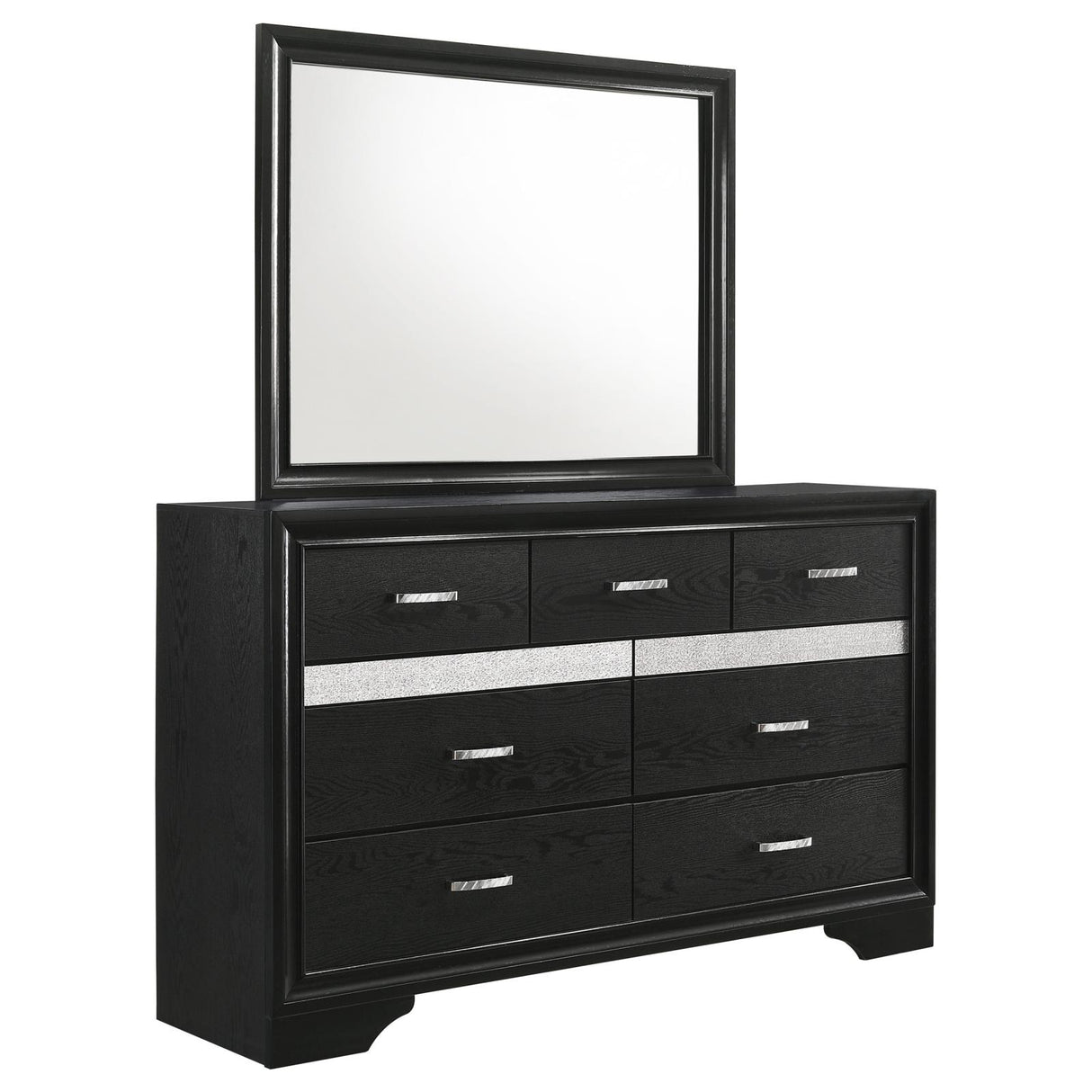 Miranda Black and Rhinestone 7-Drawer Dresser with Mirror from Coaster - Luna Furniture