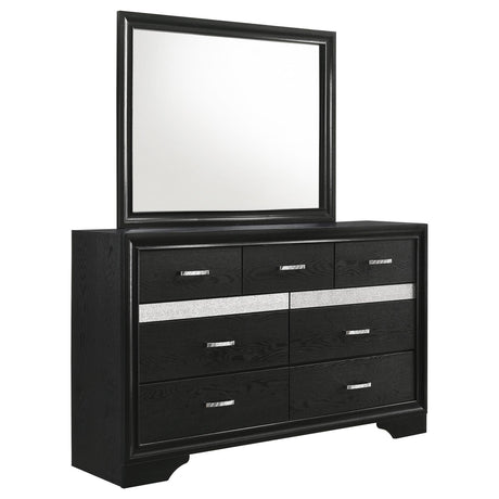 Miranda Black and Rhinestone 7-Drawer Dresser with Mirror from Coaster - Luna Furniture