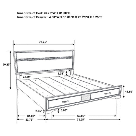 Miranda White 4-Piece Eastern King Platform Storage Bedroom Set from Coaster - Luna Furniture