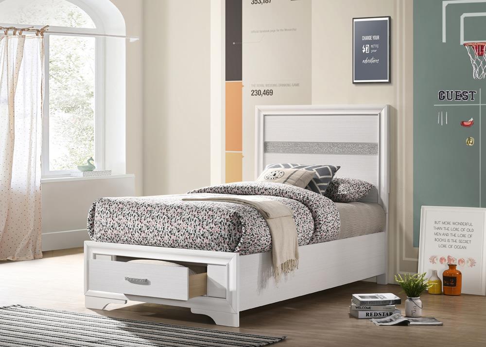 Miranda White Twin Storage Bed from Coaster - Luna Furniture