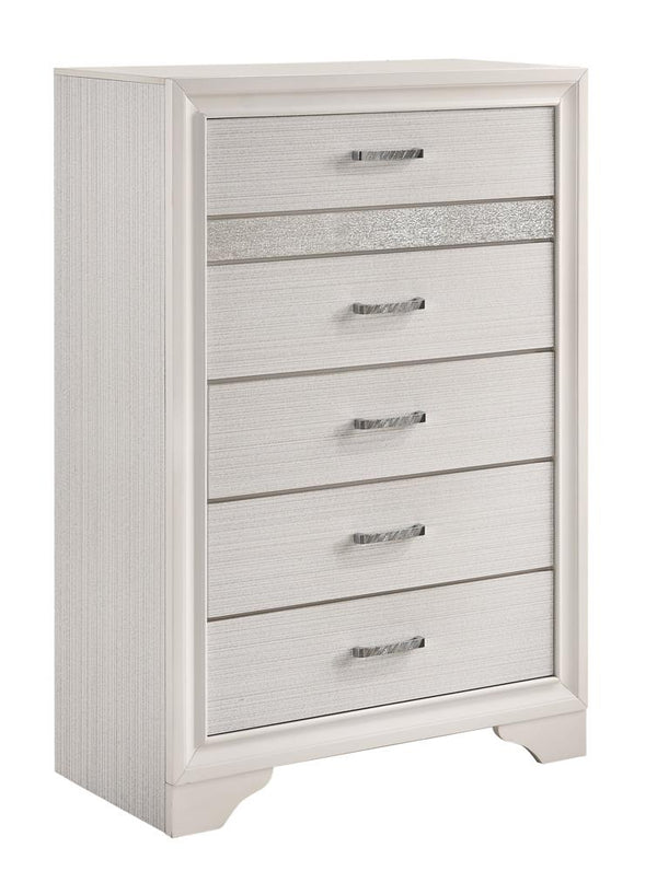 Miranda White and Rhinestone 5-Drawer Chest