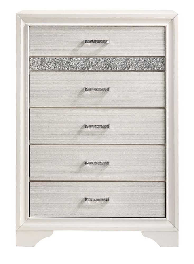 Miranda White and Rhinestone 5-Drawer Chest from Coaster - Luna Furniture