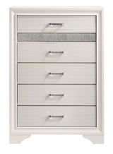 Miranda White and Rhinestone 5-Drawer Chest from Coaster - Luna Furniture