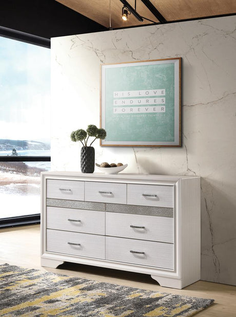 Miranda White and Rhinestone 7-Drawer Dresser from Coaster - Luna Furniture