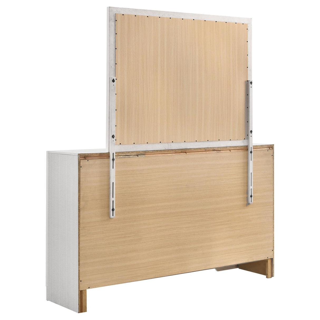Miranda White and Rhinestone 7-Drawer Dresser with Mirror from Coaster - Luna Furniture