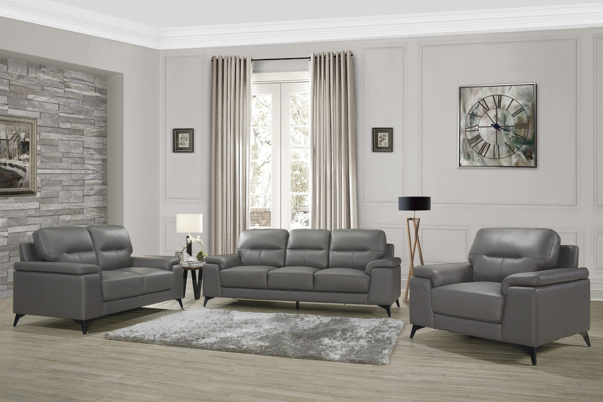 Mischa Dark Gray Top-Grain Leather Living Room Set from Homelegance - Luna Furniture