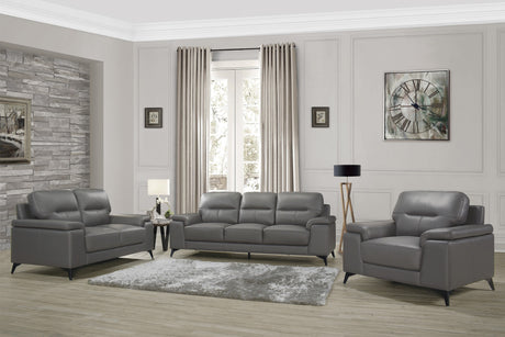Mischa Dark Gray Top-Grain Leather Living Room Set from Homelegance - Luna Furniture