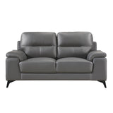Mischa Dark Gray Top-Grain Leather Loveseat from Homelegance - Luna Furniture