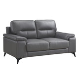 Mischa Dark Gray Top-Grain Leather Loveseat from Homelegance - Luna Furniture