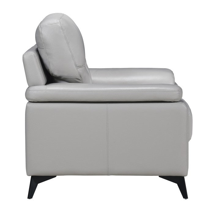 Mischa Silver Grain Top Grain Leather Chair from Homelegance - Luna Furniture