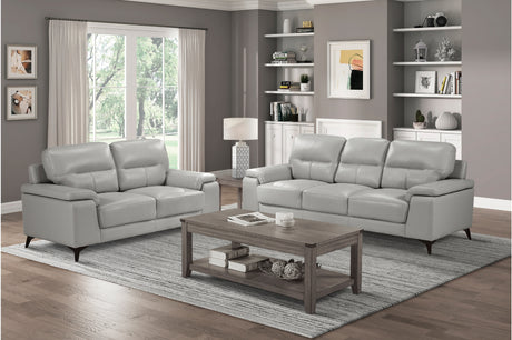 Mischa Silver Grain Top Grain Leather Living Room Set from Homelegance - Luna Furniture