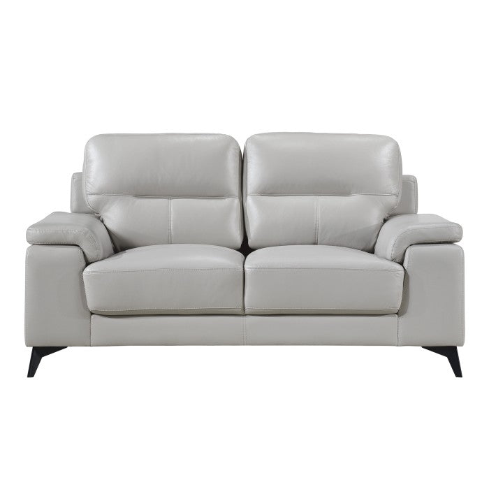 Mischa Silver Grain Top Grain Leather Loveseat from Homelegance - Luna Furniture