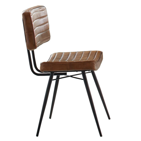 Misty Camel and Black Padded Side Chairs, Set of 2