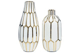 Mohsen Gold Finish/White Vase from Ashley - Luna Furniture