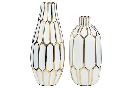 Mohsen Gold Finish/White Vase from Ashley - Luna Furniture