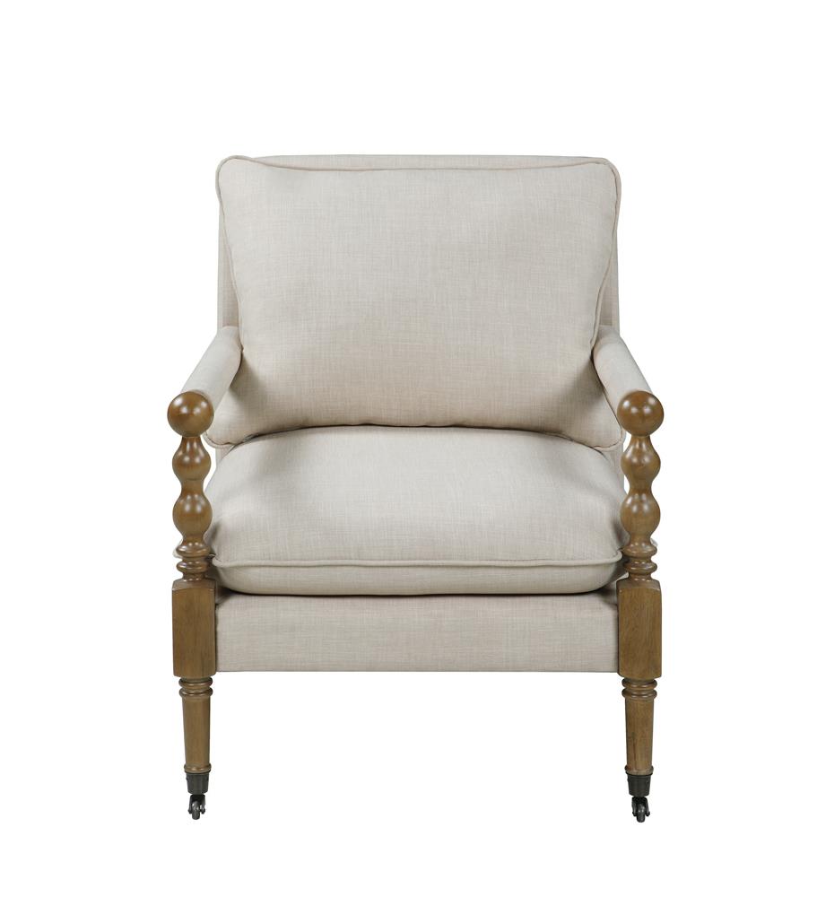 Monaghan Beige Upholstered Accent Chair with Casters from Coaster - Luna Furniture