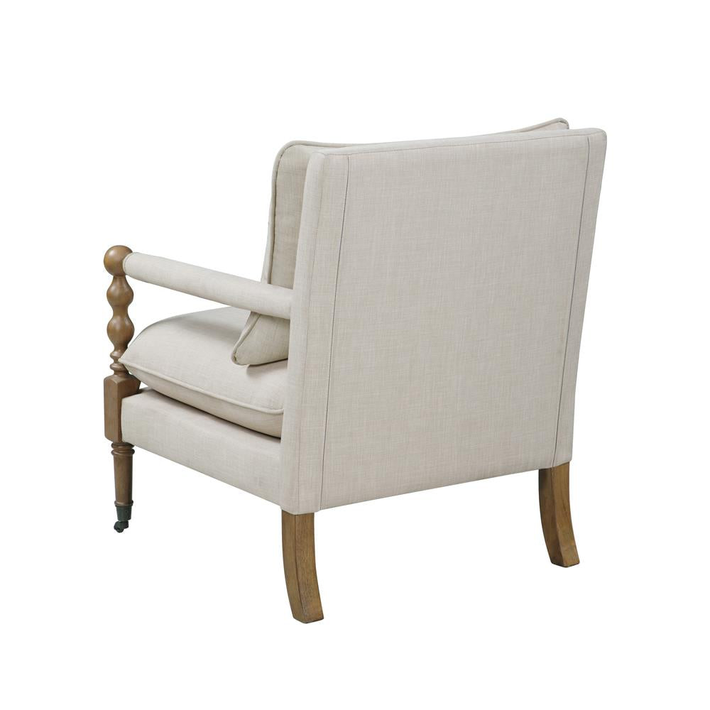 Monaghan Beige Upholstered Accent Chair with Casters from Coaster - Luna Furniture