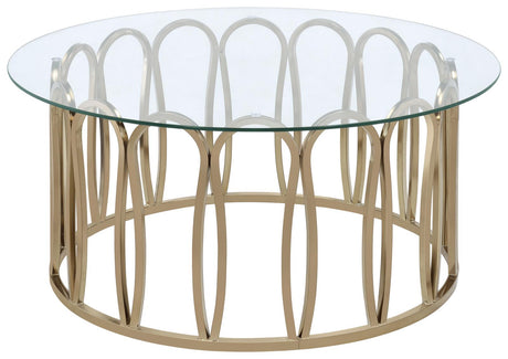Monett Chocolate Chrome and Clear Round Coffee Table from Coaster - Luna Furniture
