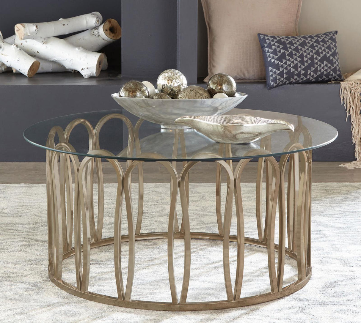 Monett Chocolate Chrome and Clear Round Coffee Table from Coaster - Luna Furniture