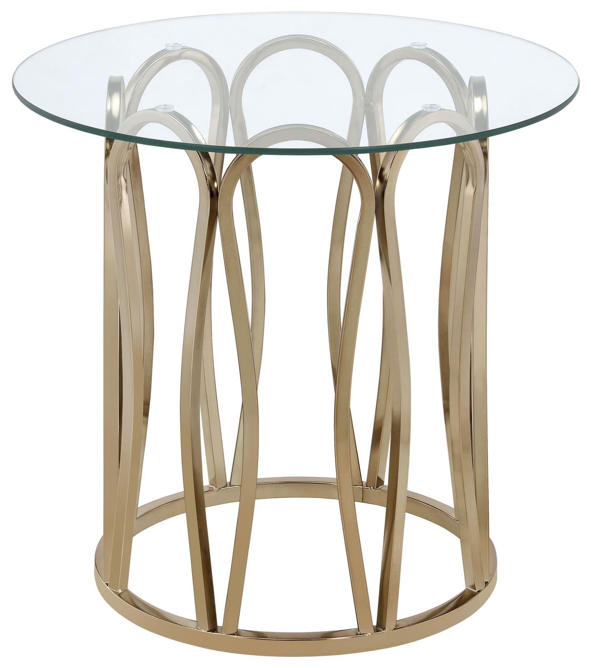 Monett Chocolate Chrome and Clear Round End Table from Coaster - Luna Furniture