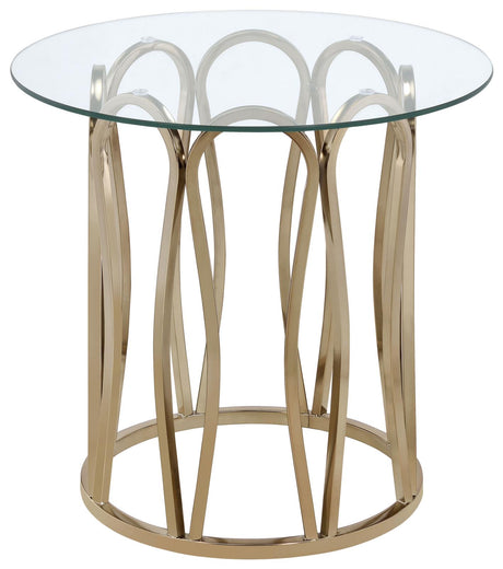 Monett Chocolate Chrome and Clear Round End Table from Coaster - Luna Furniture