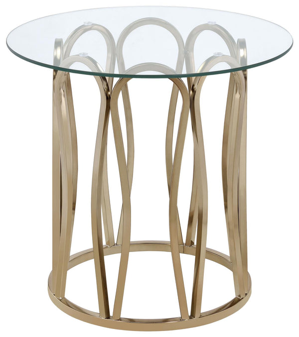 Monett Chocolate Chrome and Clear Round End Table