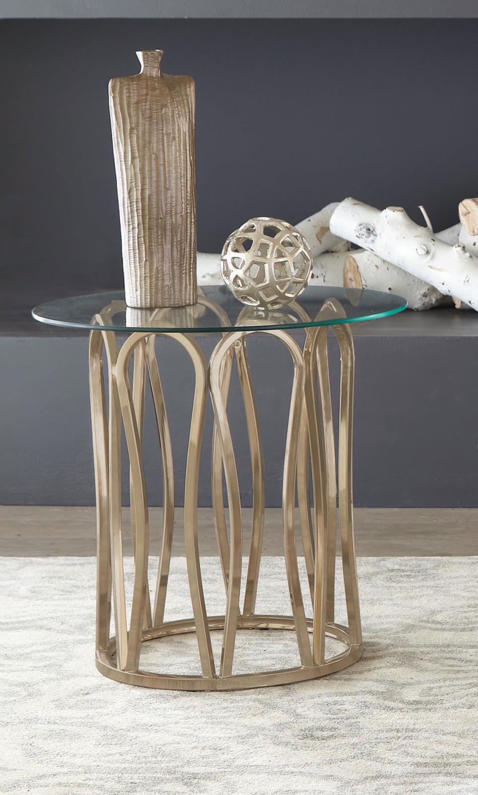 Monett Chocolate Chrome and Clear Round End Table from Coaster - Luna Furniture
