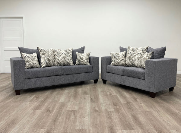 Monroe Charcoal Sofa and Loveseat