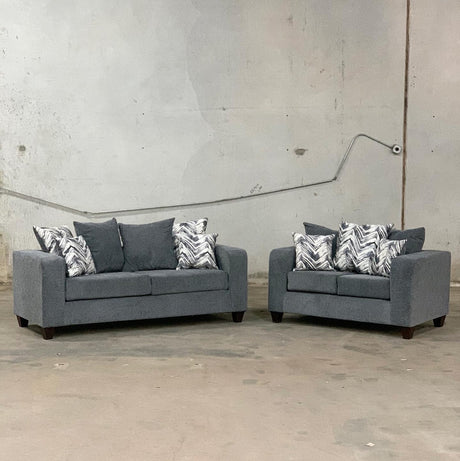 Monroe Charcoal Sofa and Loveseat from Happy Homes - Luna Furniture