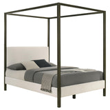 Monroe Vanilla and Black Upholstered Queen Canopy Platform Bed from Coaster - Luna Furniture