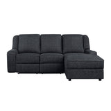 Monterey Ebony Chenille Reclining Sectional with Right Chaise from Homelegance - Luna Furniture