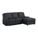 Monterey Ebony Chenille Reclining Sectional with Right Chaise from Homelegance - Luna Furniture