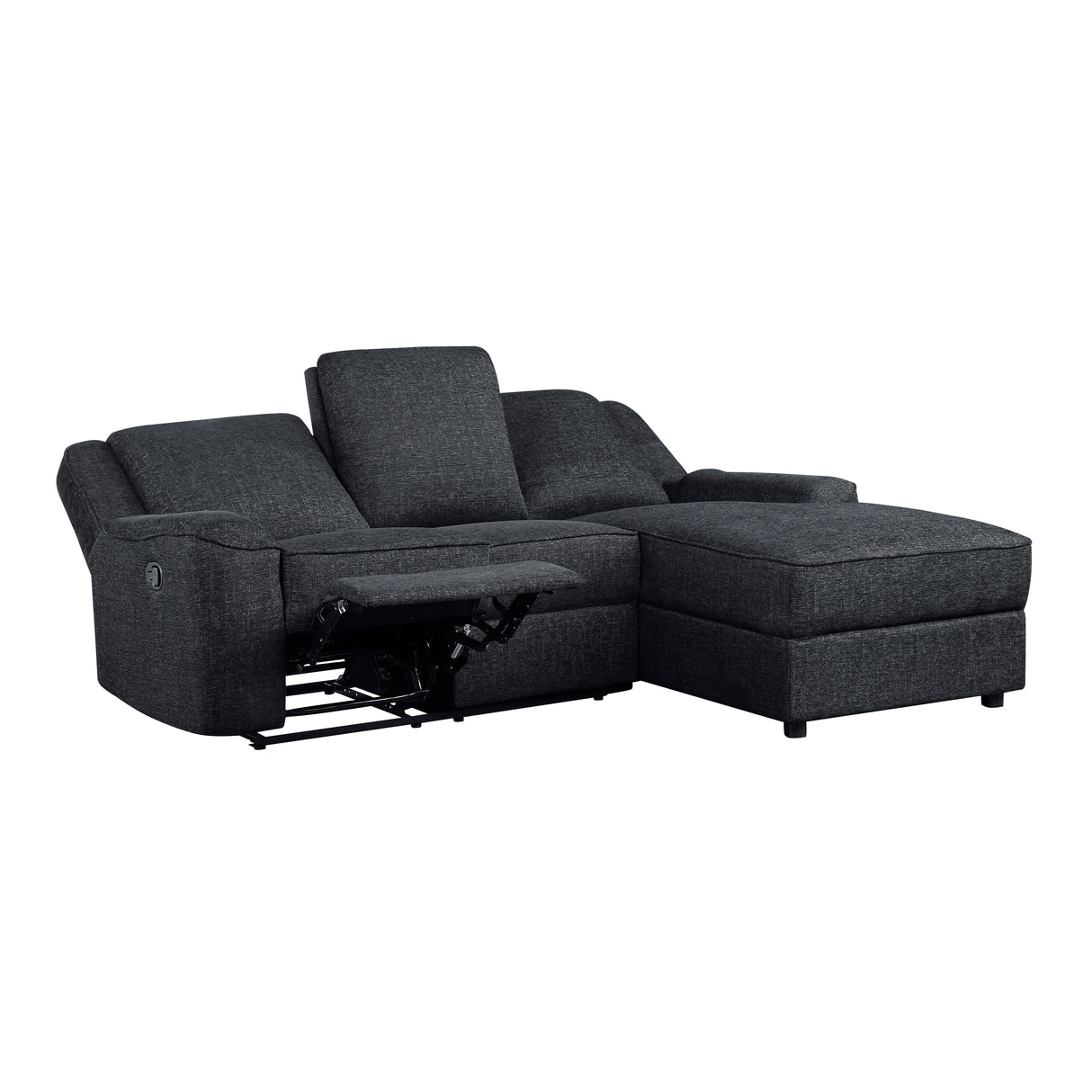 Monterey Ebony Chenille Reclining Sectional with Right Chaise from Homelegance - Luna Furniture