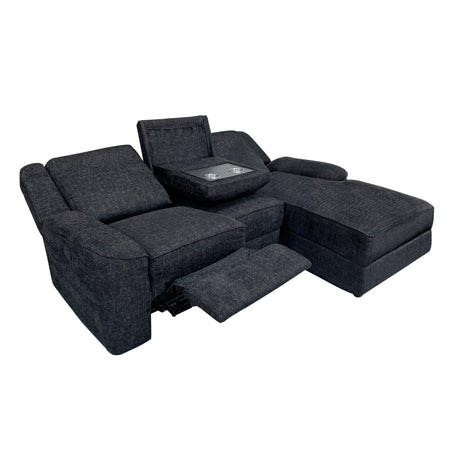 Monterey Ebony Chenille Reclining Sectional with Right Chaise from Homelegance - Luna Furniture
