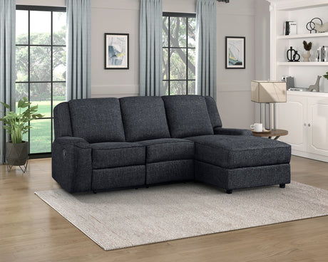 Monterey Ebony Chenille Reclining Sectional with Right Chaise from Homelegance - Luna Furniture