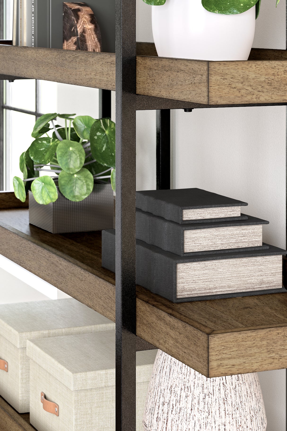 Montia Light Brown 76" Bookcase from Ashley - Luna Furniture