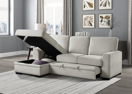 Morelia Beige LAF Storage Sleeper Sofa Chaise from Homelegance - Luna Furniture
