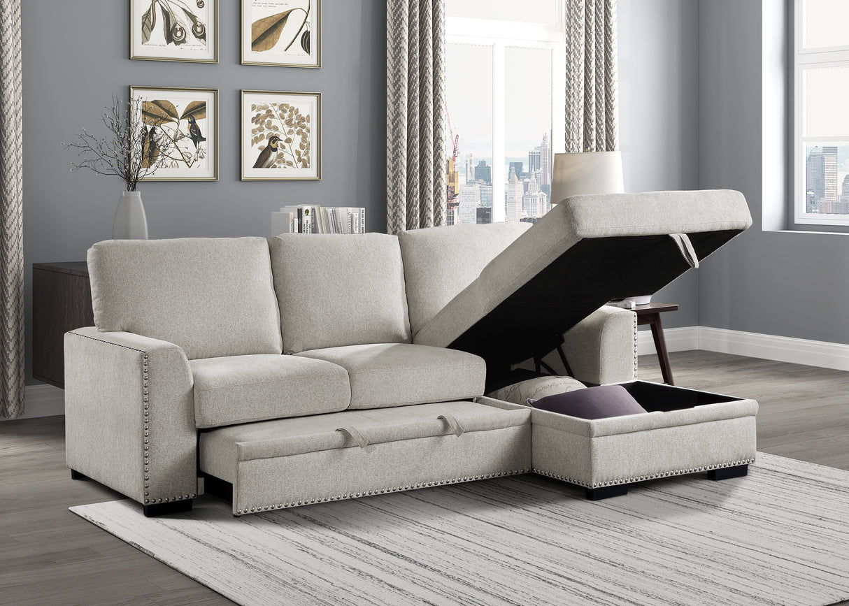 Morelia Beige RAF Storage Sleeper Sofa Chaise from Homelegance - Luna Furniture