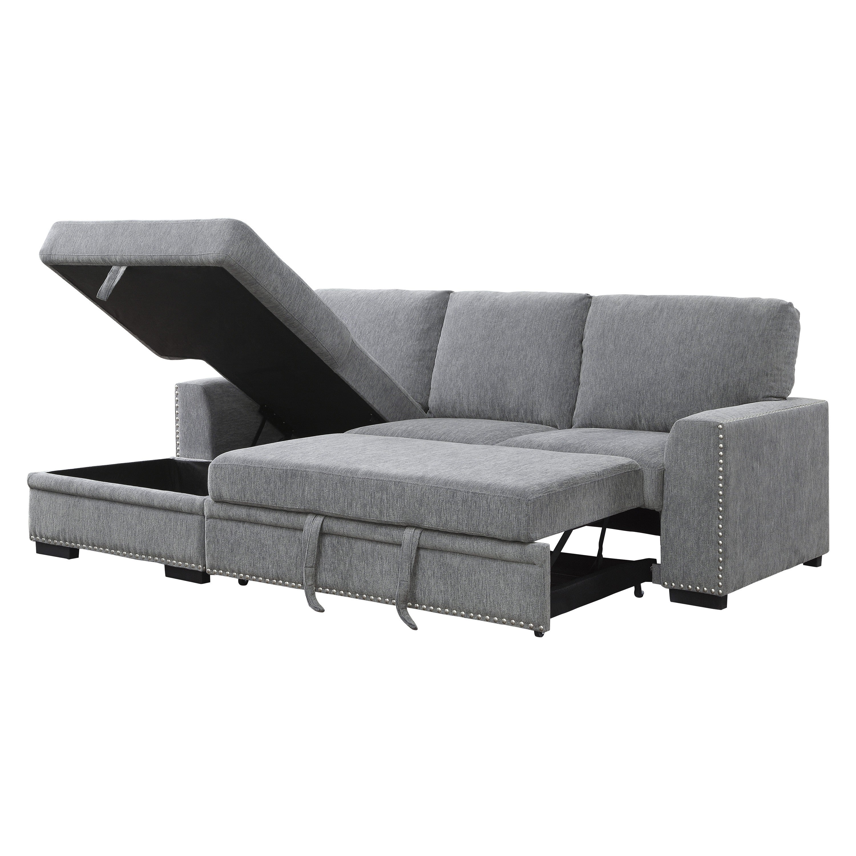 Homelegance 9468DG*2LC2R (2)2-Piece Sectional with Pull-out Bed