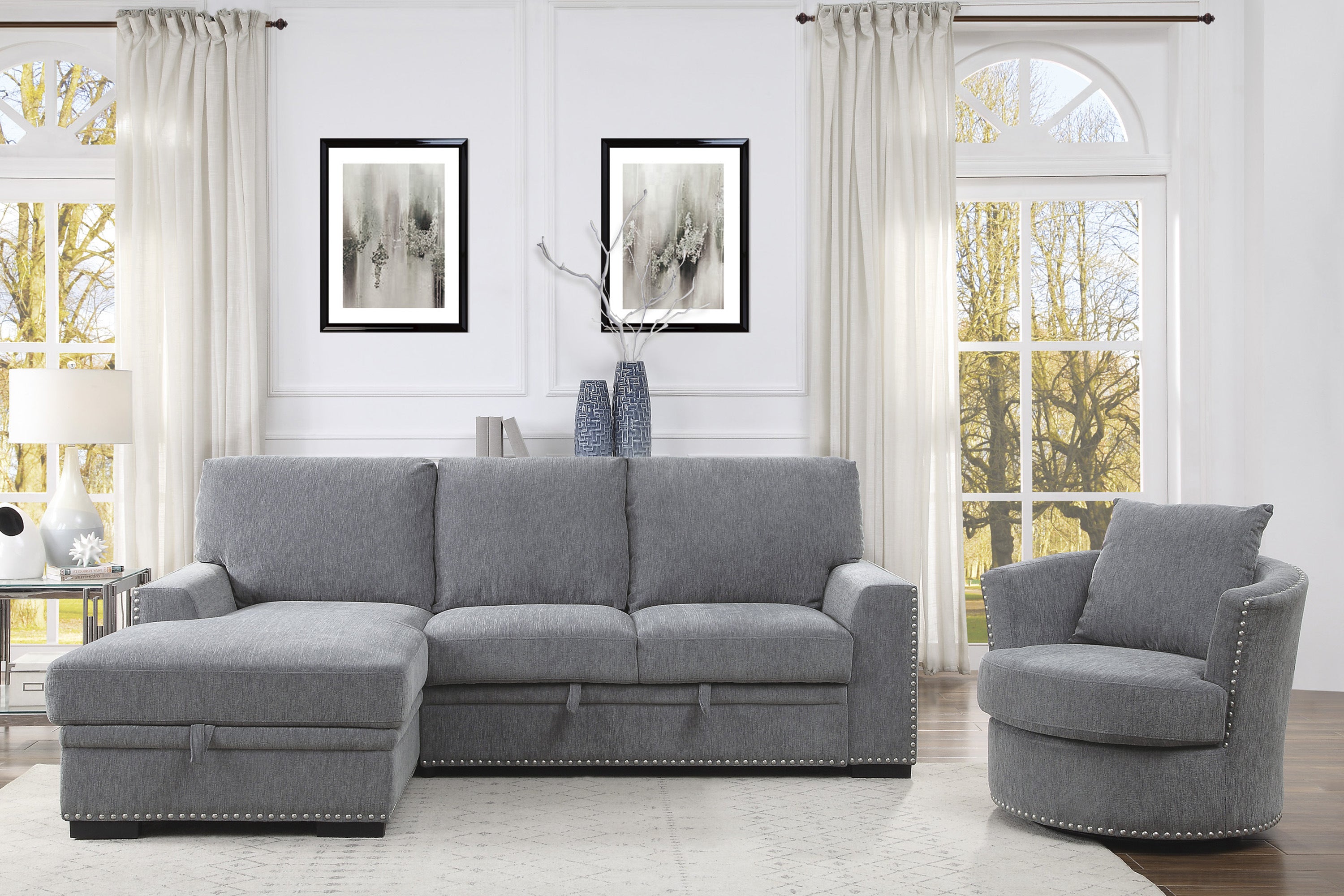 9468DG*2LC2R (2)2-Piece Sectional with Pull-out Bed and Left
