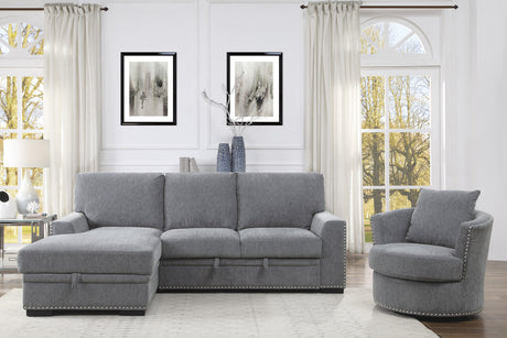 Morelia Gray LAF Storage Sleeper Sofa Chaise from Homelegance - Luna Furniture