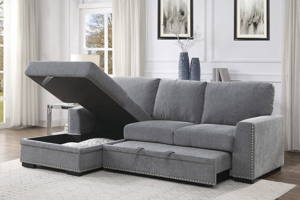 Morelia Gray LAF Storage Sleeper Sofa Chaise from Homelegance - Luna Furniture