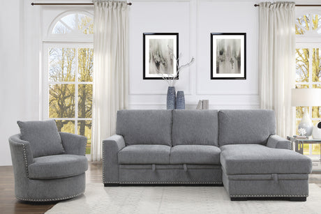 Morelia Gray RAF Storage Sleeper Sofa Chaise from Homelegance - Luna Furniture