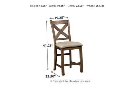 Moriville Grayish Brown Counter Height Chairs, Set of 2 from Ashley - Luna Furniture