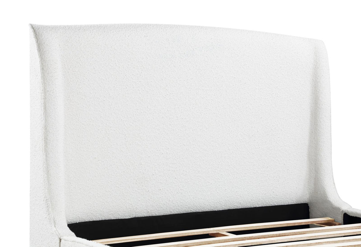 Mosby White Upholstered Curved Headboard Eastern King Platform Bed from Coaster - Luna Furniture